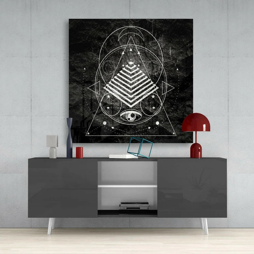 Black and white geometric eye glass wall art print