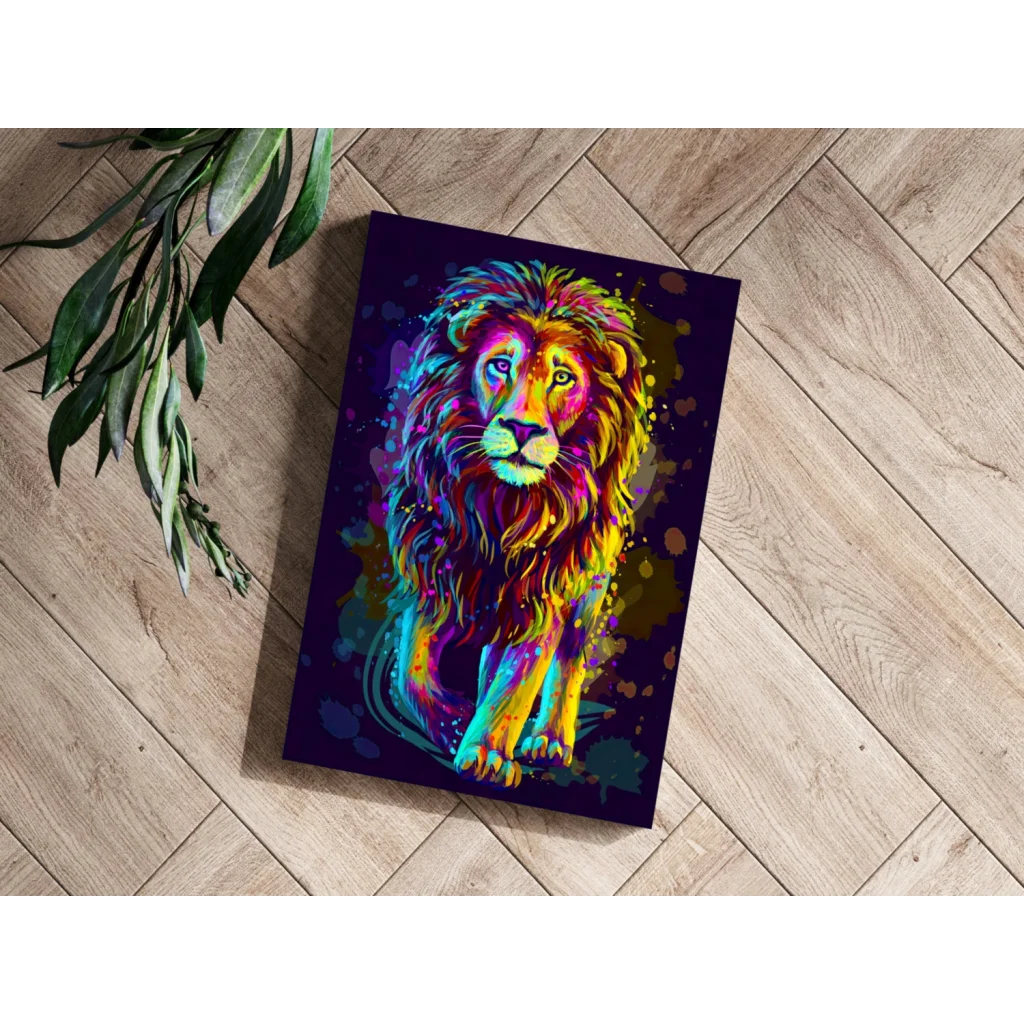 Neon Lion Insigne Aluminum Prints Explode With Color | Modern Wall Art Decor | vintageantiquesgifts.com