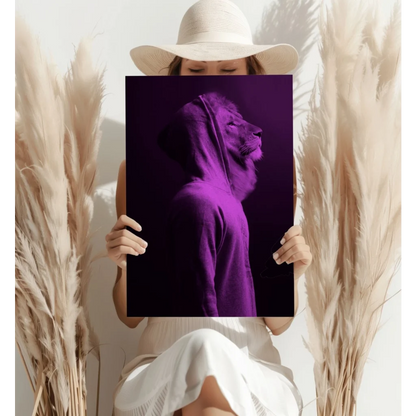 Majestic purple lion insigne aluminum print for home decor