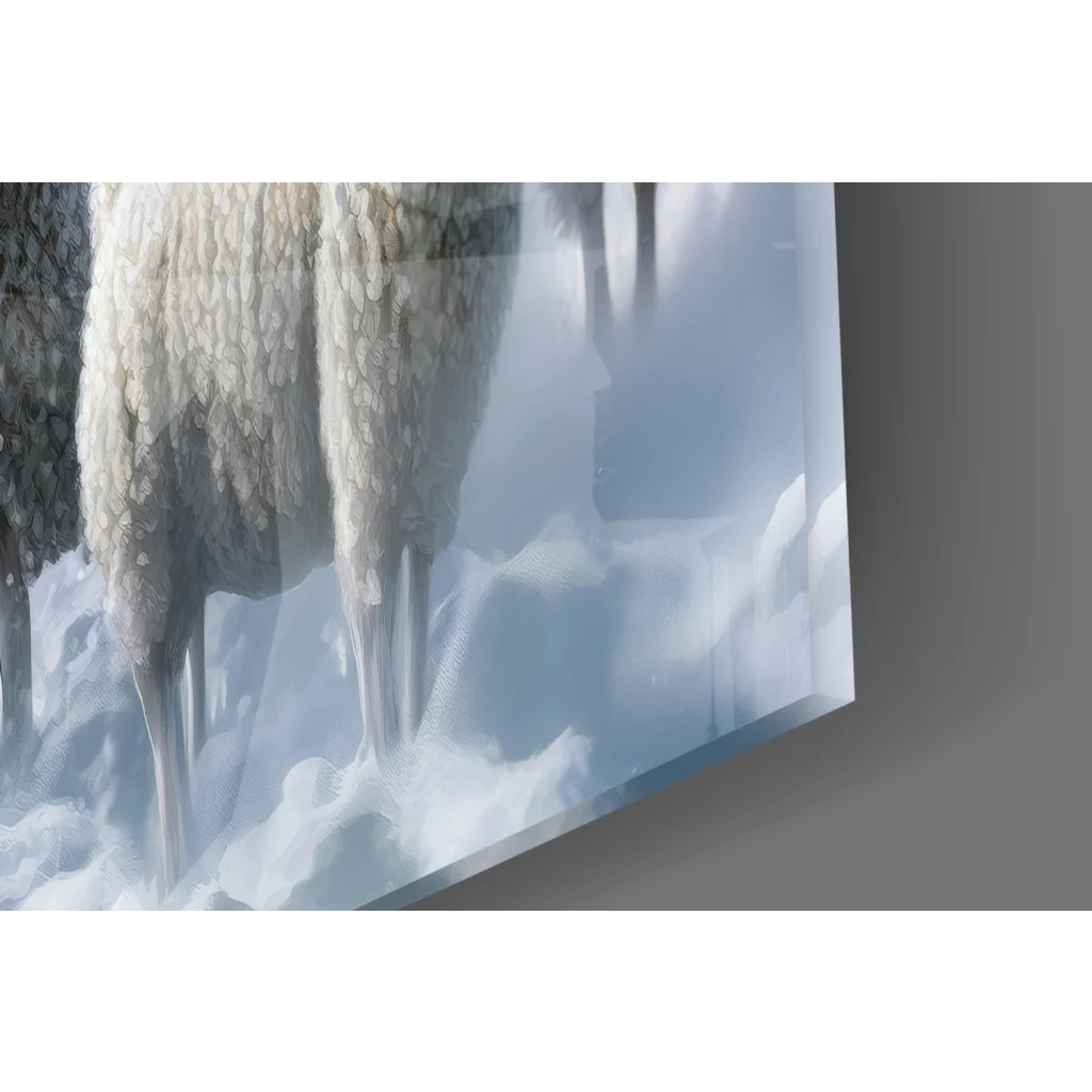 Surreal icy landscape wall art with frozen trees on canvas