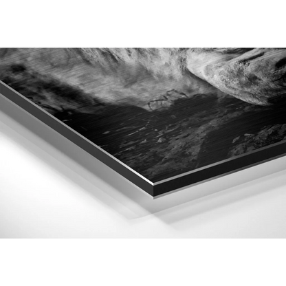 Stunning brushed aluminium dibond abstract wall art print in black and white