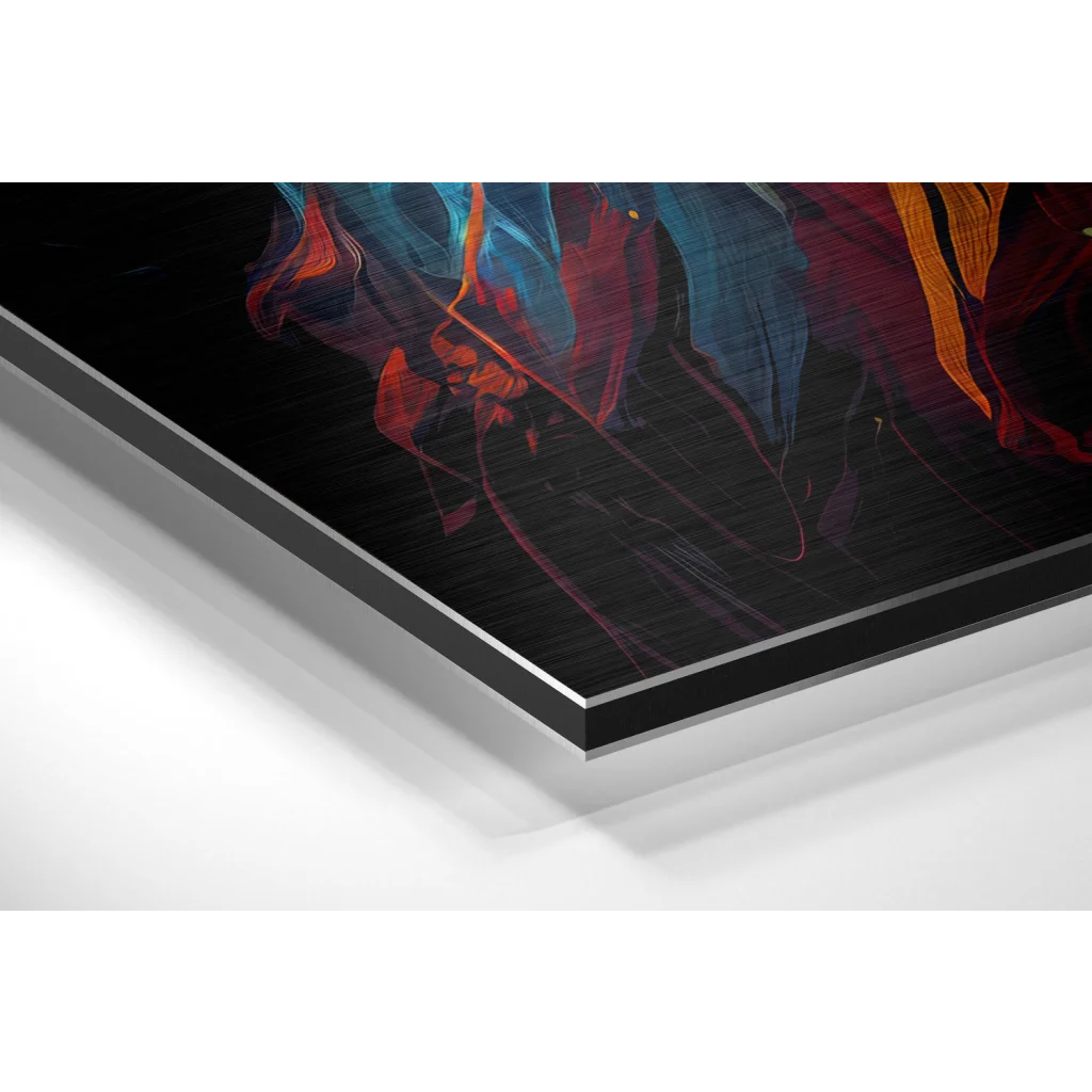 Glass Wall Art Vibrant abstract lion art on brushed aluminium dibond print