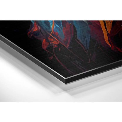 Vibrant Abstract Lion Art on Brushed Aluminium Dibond Print | Glass Wall Art Print | vintageantiquesgifts.com