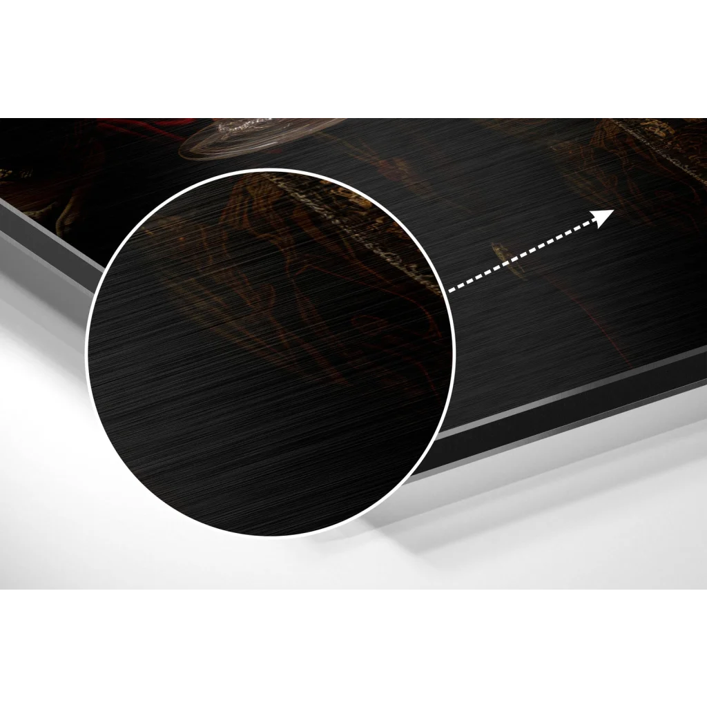 Regal Lion brushed aluminium dibond wall art with black frame