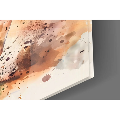 Abstract roaring lion watercolor wall art print on canvas with orange brown gray splatters