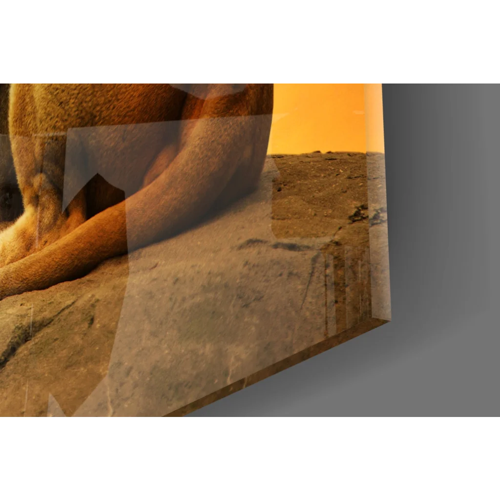 Majestic Lion King canvas wall art print with paw on rocky terrain