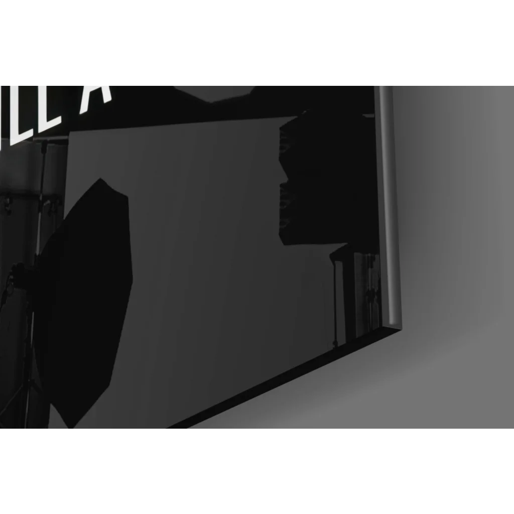 Lion motivational wall art canvas with black octagonal softbox light