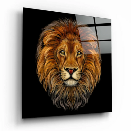 Majestic Lion Glass Wall Art with Fierce Golden Eyes | Insigneart USA | vintageantiquesgifts.com