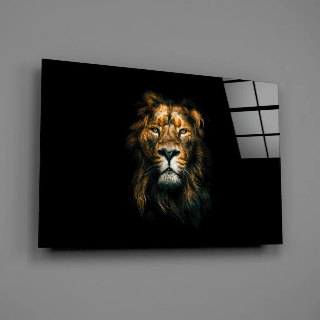 Majestic Lion King golden black wall art canvas print
