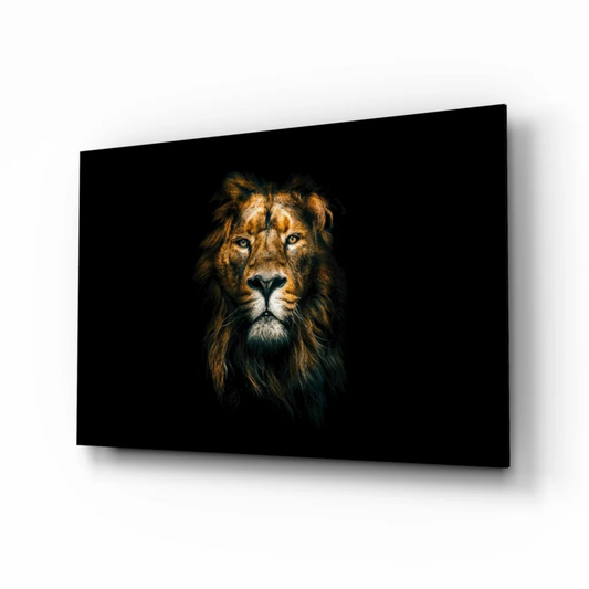 Majestic lion king wall art canvas print in golden black