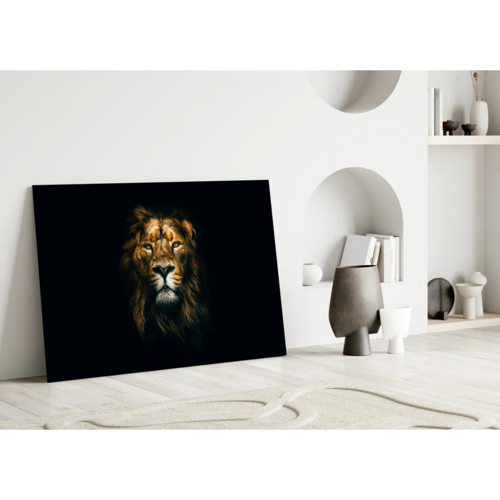 Majestic lion king golden black wall art canvas print