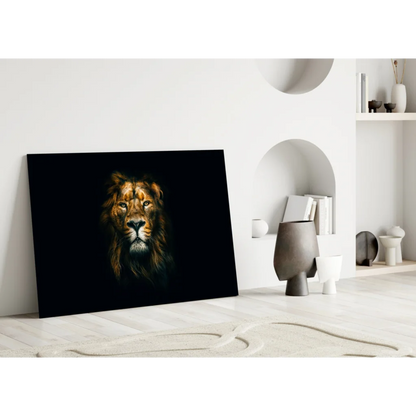 Majestic lion king golden black wall art canvas print