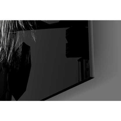 Majestic Lion black reflective glass wall art canvas print