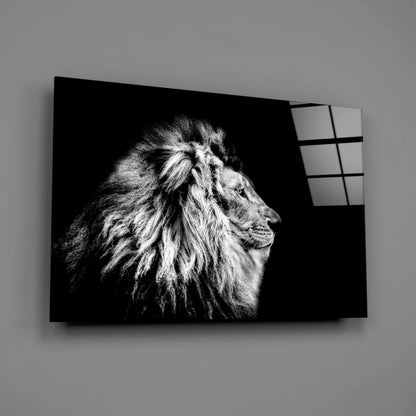 Majestic lion profile black-and-white canvas wall art