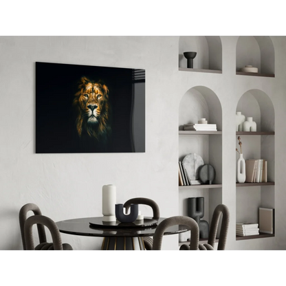 Majestic lion king wall art canvas print in golden black