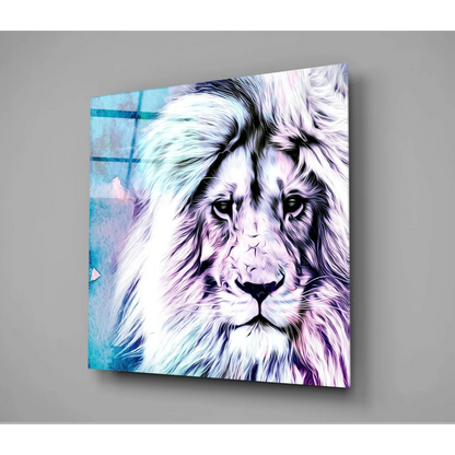 Vibrant Purple Lion Canvas Wall Art With Flowing Watercolor Design | Glass Wall Art Print | vintageantiquesgifts.com