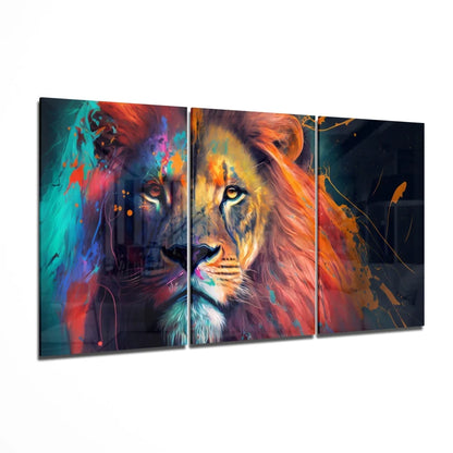 Majestic Lion Insigne Glass Art in Bold Abstract Colors | Insigneart USA | vintageantiquesgifts.com