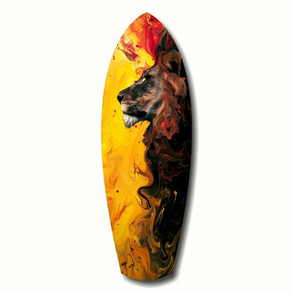 Fiery Lion Tempered Glass Art Surfboard Wall Piece | Insigneart USA | vintageantiquesgifts.com