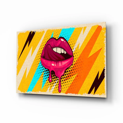 Electric Pop Art Lips Wall Art with Bold Lightning Strikes | Insigneart USA | vintageantiquesgifts.com
