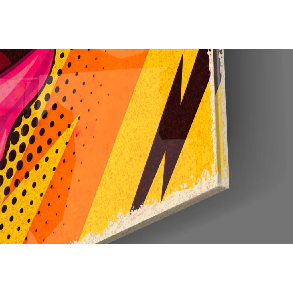 Vibrant electric pop art wall art with bold lightning strikes and lips