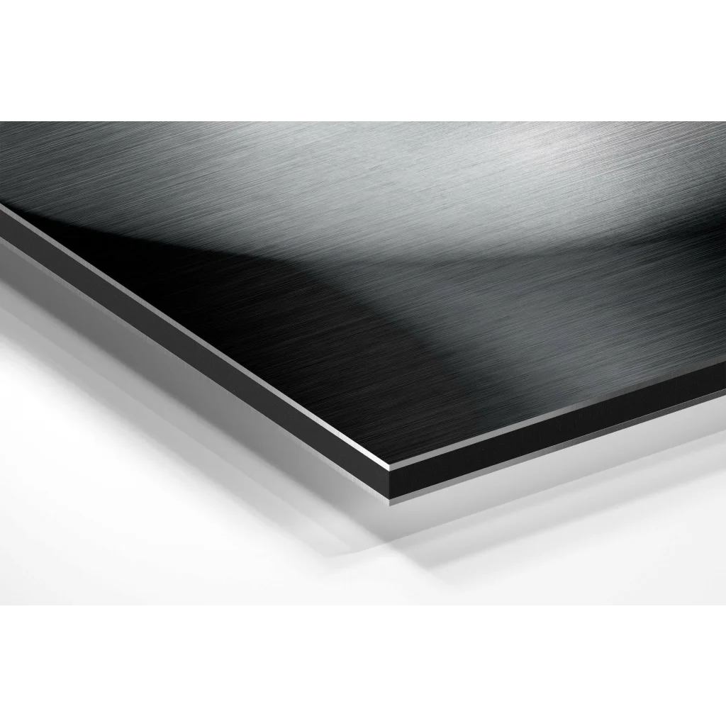 Bold blue lips on brushed aluminium dibond wall art