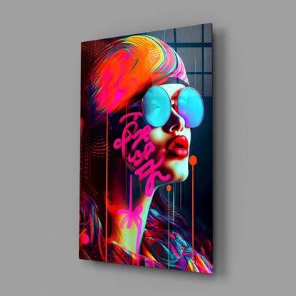 Neon Graffiti Woman Wall Art Canvas Print | Glass Wall Art Print | vintageantiquesgifts.com