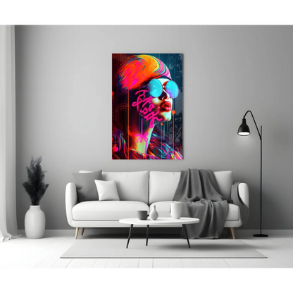 Neon Graffiti Woman Wall Art Canvas Print | Modern Wall Art Decor | vintageantiquesgifts.com