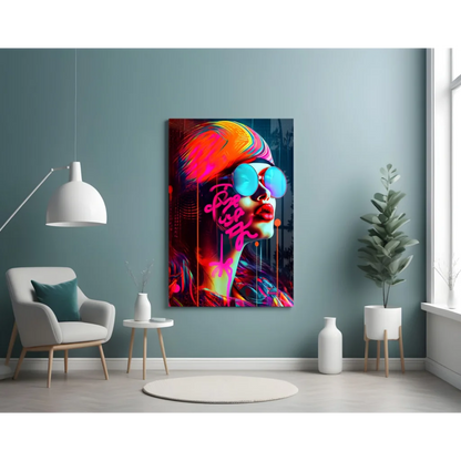 Neon Graffiti Woman Wall Art Canvas Print | Contemporary Home Wall Art | vintageantiquesgifts.com