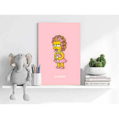 Lisa Simpson in pink curlers and tutu on insigne aluminum print