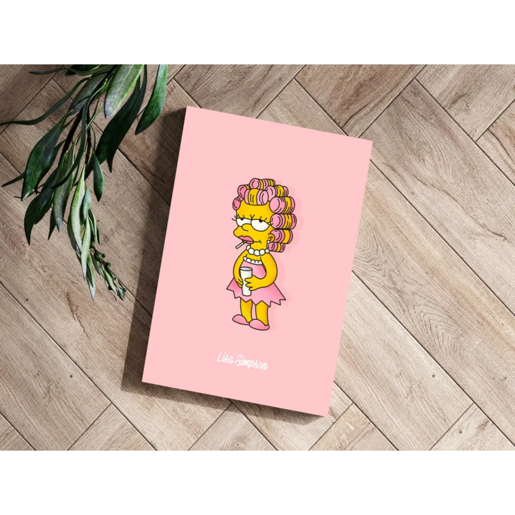 Marge Simpson in pink curlers on insigne aluminum prints wall art