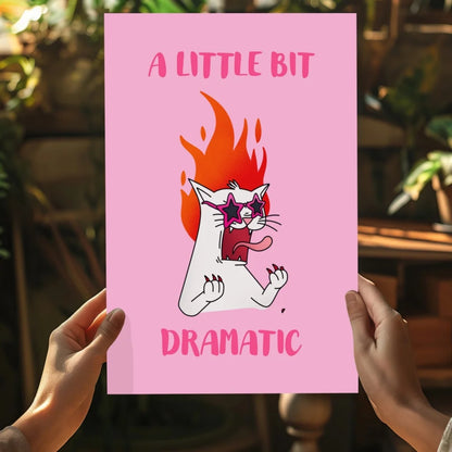 Dramatic pink cat poster on insigne aluminum print