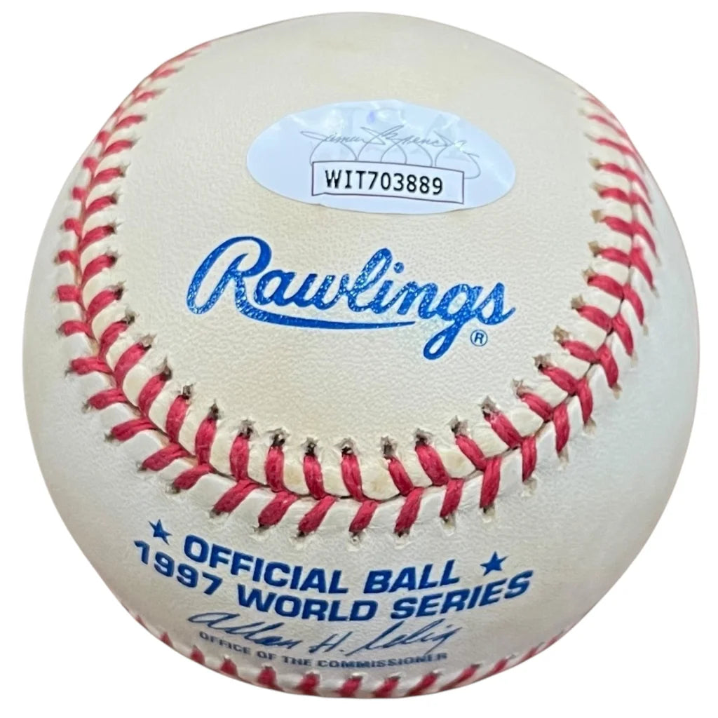 Livan Hernandez autographed 1997 World Series baseball with MVP inscription