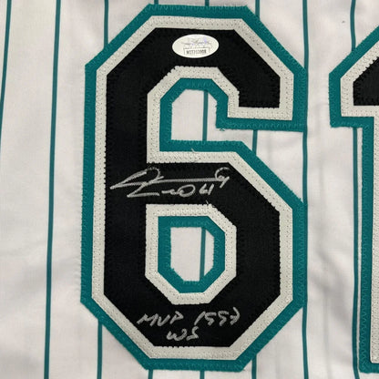 Livan Hernandez autographed Florida Marlins pinstripe jersey with MVP inscription