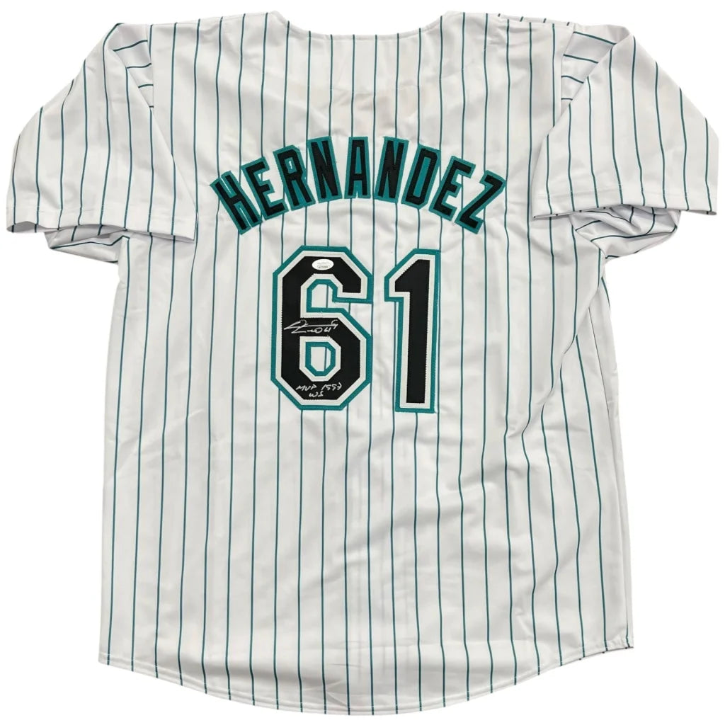 Livan Hernandez autographed Florida Marlins pinstripe jersey #61