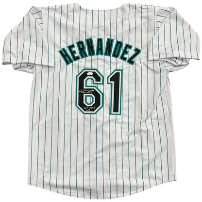 Livan Hernandez autographed Florida Marlins pinstripe jersey #61