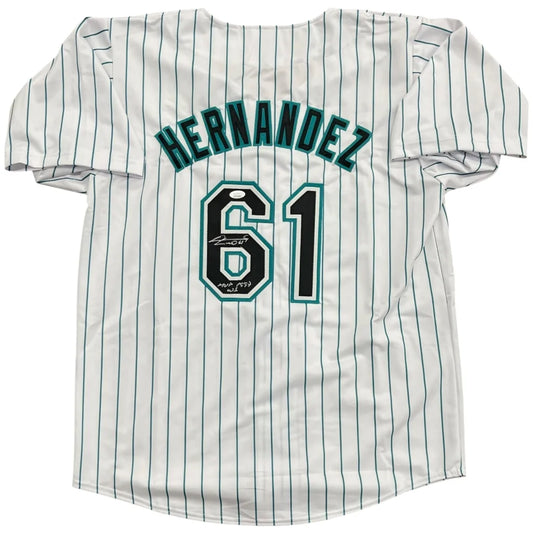 Livan Hernandez autographed Florida Marlins pinstripe jersey #61