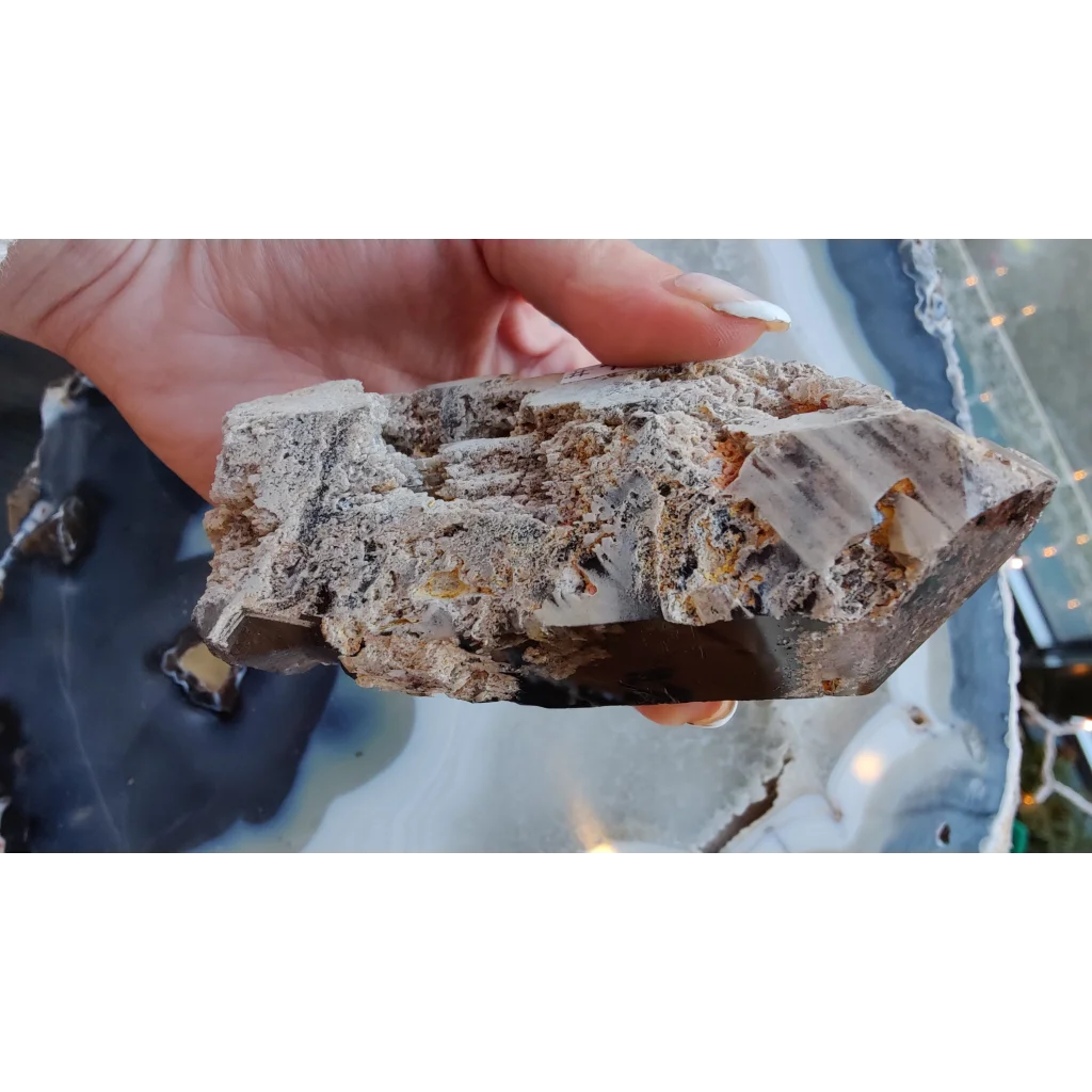 Lodalite included smoky quartz crystal with phantoms from Brazil