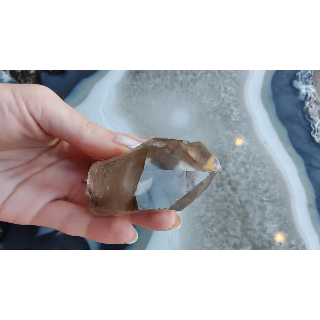 Lodalite included smoky quartz crystal with phantoms from Brazil