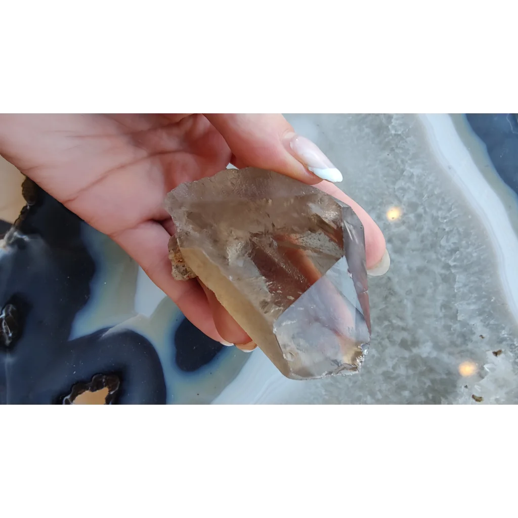 Lodalite included smoky quartz crystal with phantoms from Brazil