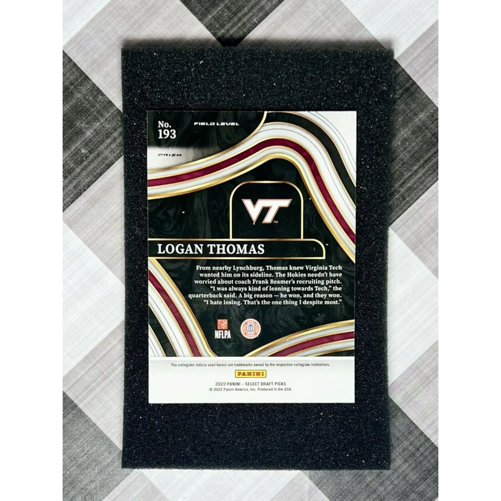 Logan Thomas Virginia Tech football card from Prestige Worldwide Collectibles