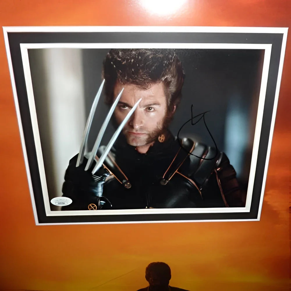 Hugh Jackman signed Wolverine photo in Logan X-Men movie poster frame