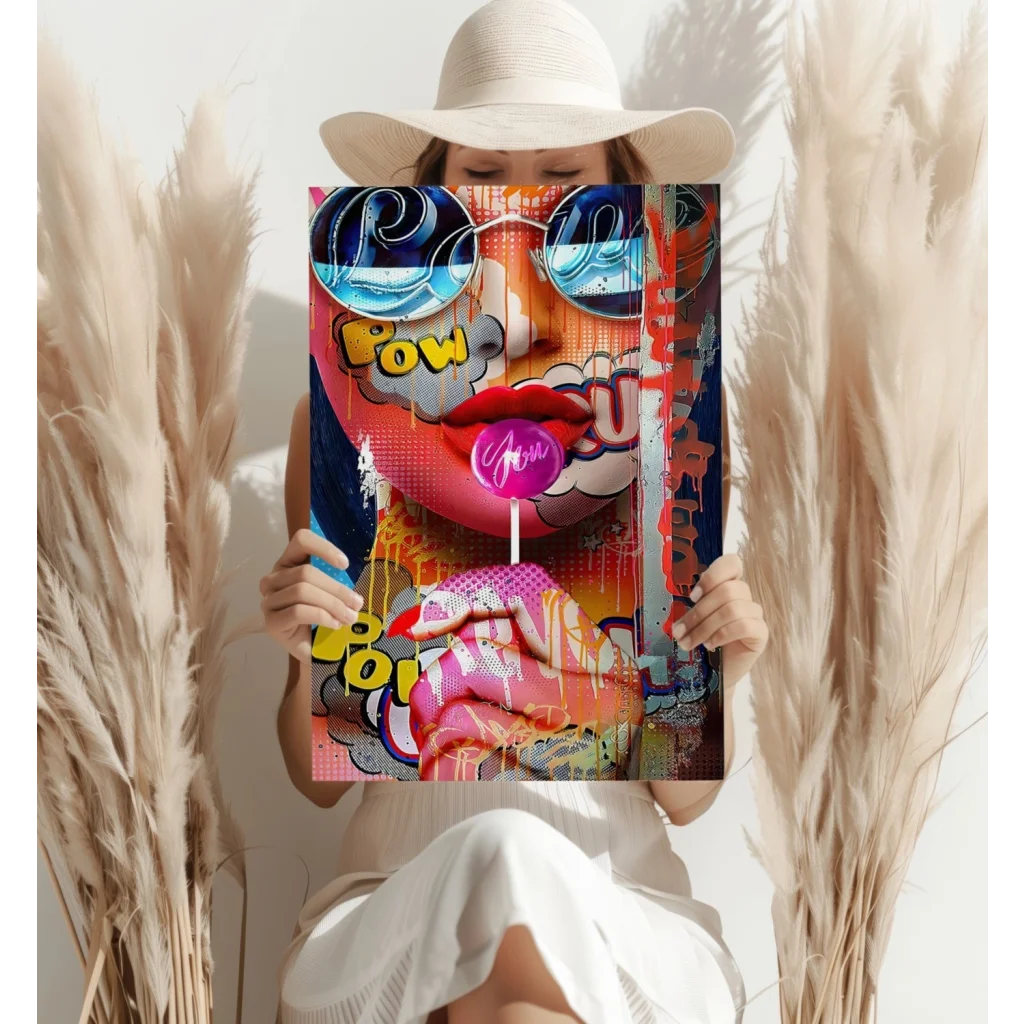 Pop Art Lollipop Girl Insigne Aluminum Prints | Contemporary Home Wall Art | vintageantiquesgifts.com