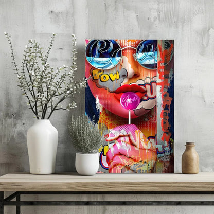 Pop Art Lollipop Girl Insigne Aluminum Prints | Glass Wall Art Print | vintageantiquesgifts.com