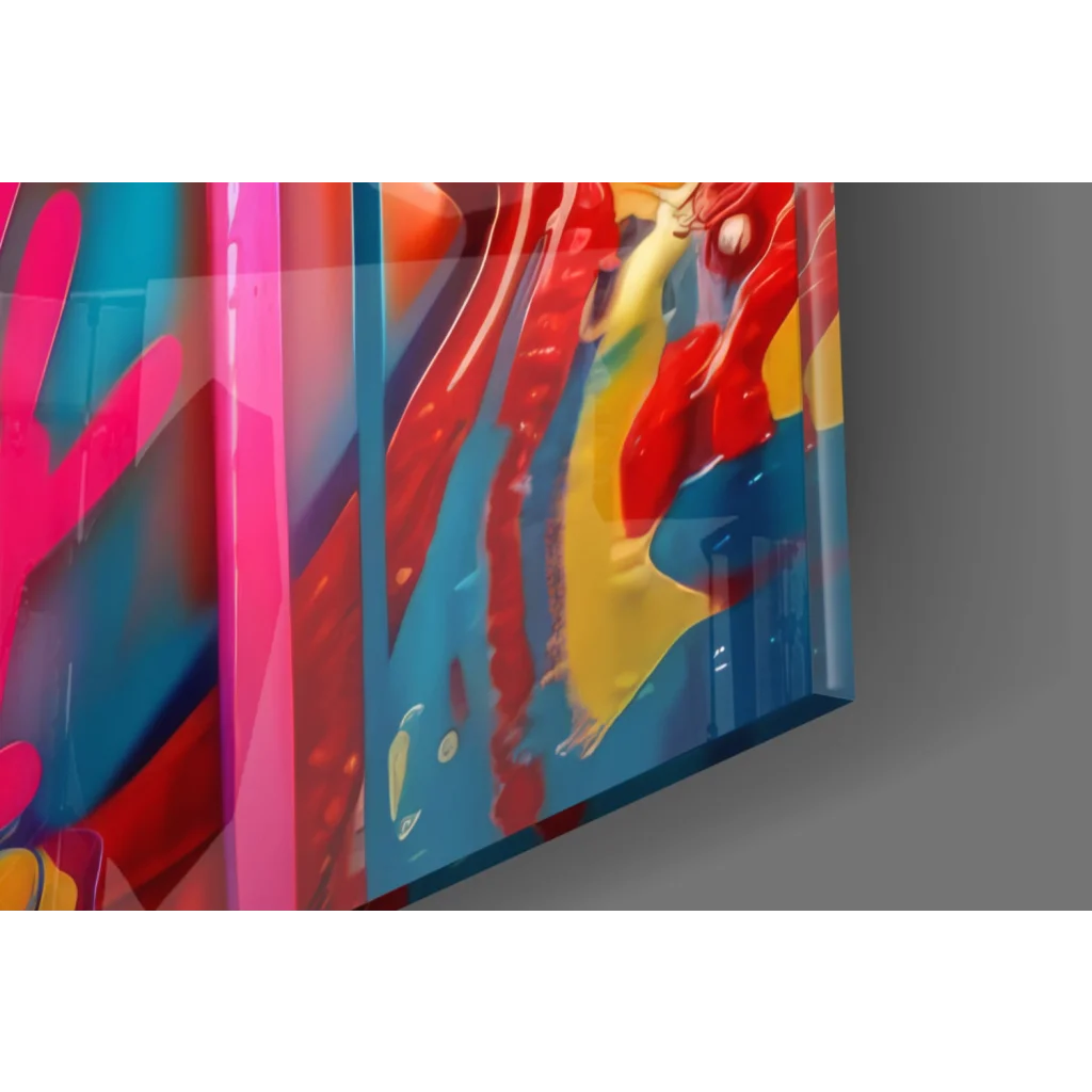 Vibrant lollipop pop art glass wall art canvas in pink red yellow blue hues