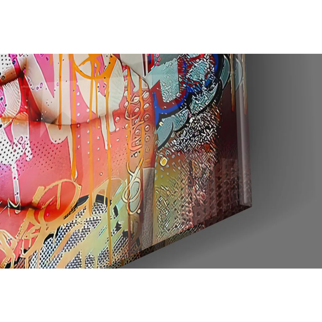 Vibrant Pop Art Lollipop Girl glass wall art canvas print