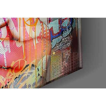 Vibrant Pop Art Lollipop Girl glass wall art canvas print