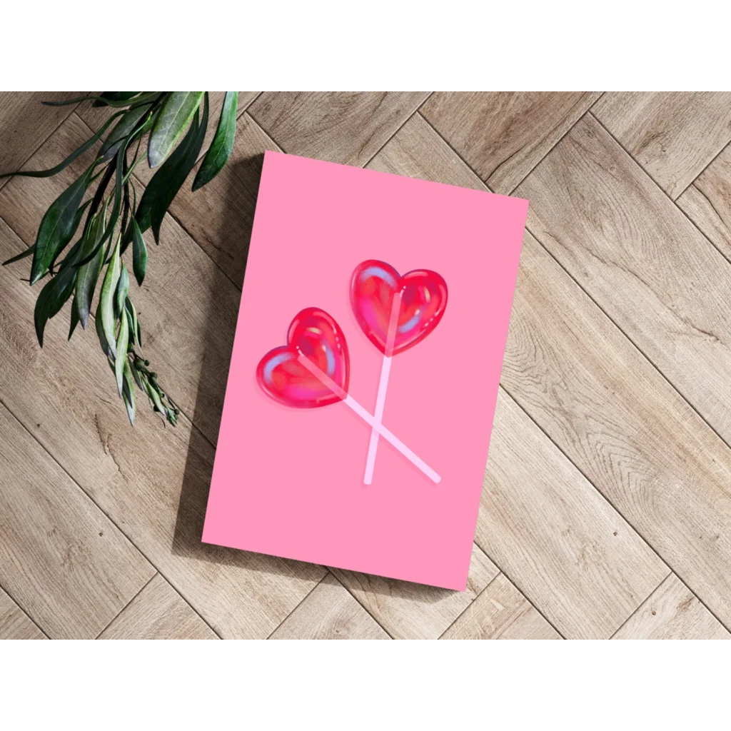 Pink red heart lollipops on insigne aluminum prints