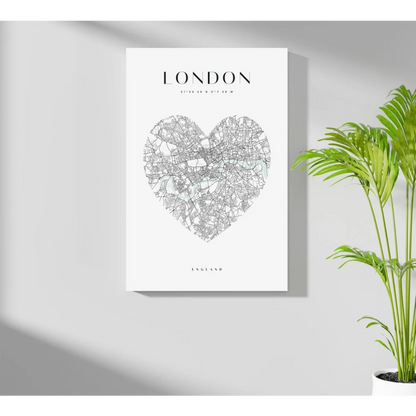 Heart shaped London map on insigne aluminum print