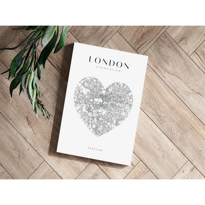 Heart-shaped London map on insigne aluminum print