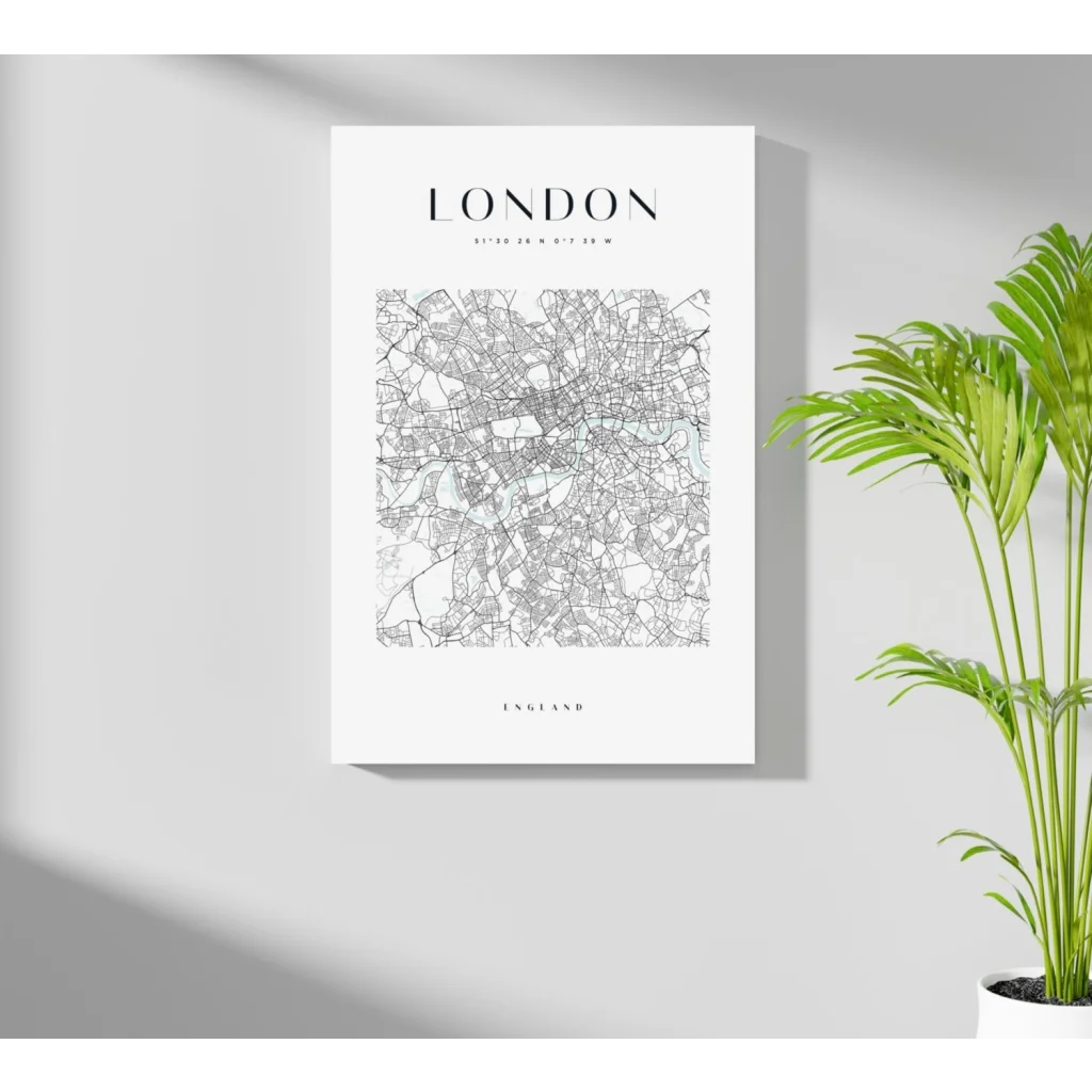 Minimalist London map on insigne aluminum prints